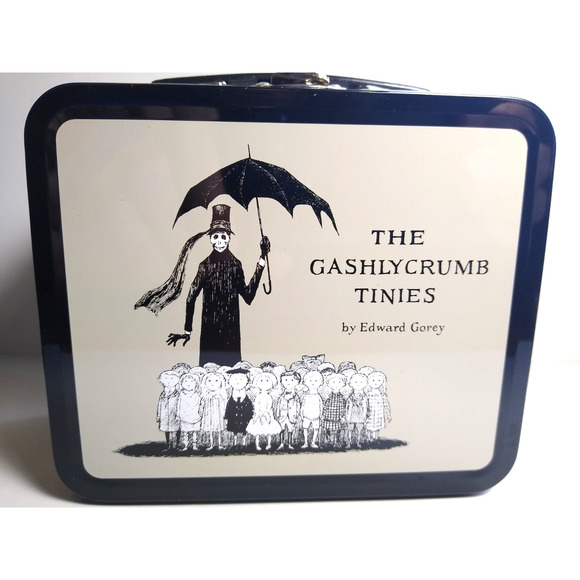 The Gashlycrumb Tinies Edward Gorey Goth Grey Metal Lunchbox Tin 2003 Halloween - Picture 1 of 9